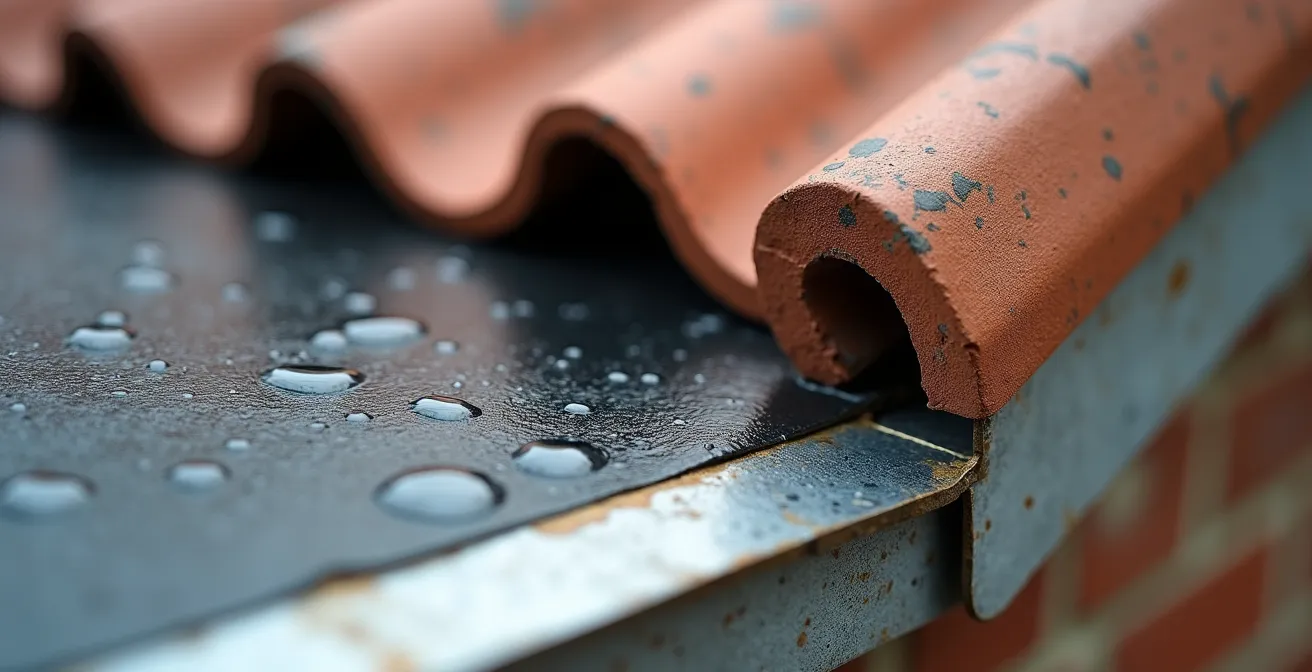 Détail technique d'un solin d'étanchéité à la jonction entre toiture plate et toiture en pente