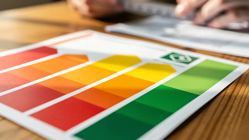 Gros plan sur un diagnostic énergétique avec focus sur l'étiquette B