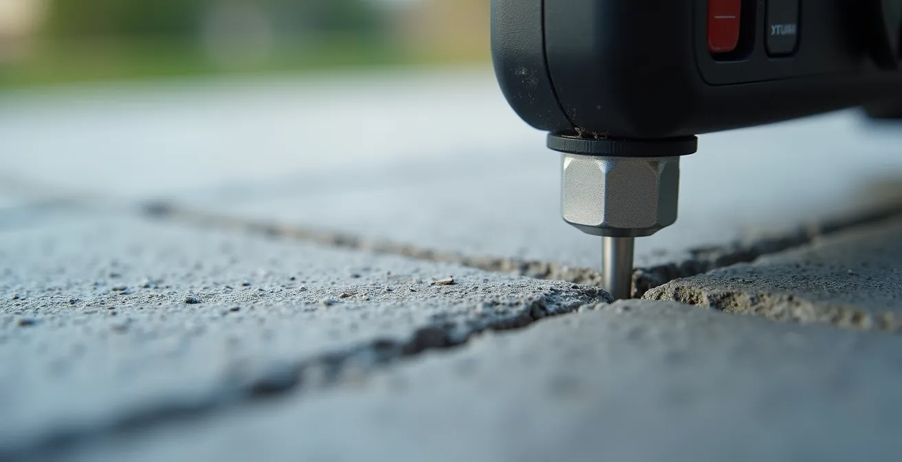 Test d'humidité sur une chape avec appareil de mesure professionnel